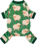 Fitwarm Funny Sheep Dog Pajamas, Warm Winter Dog Clothes for Small Dogs Boy Girl, Cozy Pet Onesie with Feet, Green, White, XS