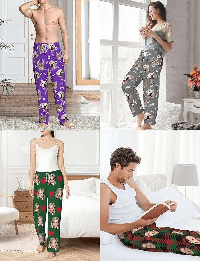 Personalized Pajamas Pants with Photo for Men Women, Custom Pajama Pants Anniversary, Mens Pajama Pants with Pockets