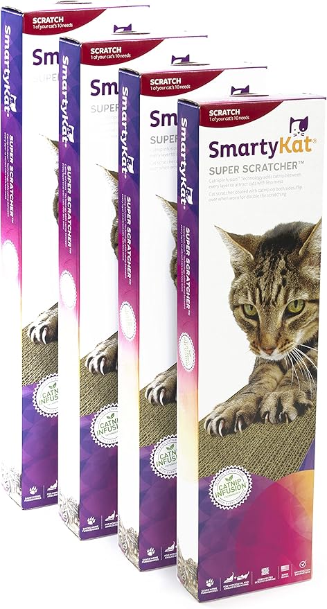 SmartyKat Super Scratcher Wide Corrugated Cat Scratcher for Cats & Kittens, Features Catnip Infusion Technology & Less Mess, Recycled Material, Brown