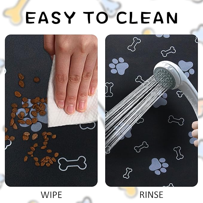 Pet Cat Dog Food Mat Non Slip Mat for Dog Water Bowl Mat Quick Dry Absorbent Cat Feeding Mat, 24 * 16.9 in, Light Grey