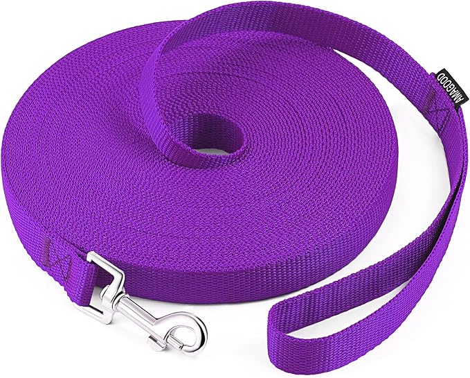 AmaGood Dog/Puppy Obedience Recall Training Long Dog Leash- 20 feet 30 feet 50 feet 15 feet Long Leash for Dogs Training,Recall,Play,Safety,Camping (Purple, 15 Foot (Pack of 1))