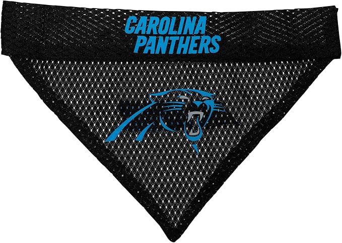 Pets First NFL DOG BANDANA - CAROLINA PANTHERS REVERSIBLE PET BANDANA. 2 Sided Sports Bandana with a PREMIUM Embroidery TEAM LOGO, Small/Medium. - 2 Sizes & 32 NFL Teams available