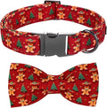 Christmas Dog Collar, Soft Pet Collar Gingerbread Man Cute Dog Collar with Bow Red Christmas Tree Adjustable Sturdy Collars Winter Holiday Collars for Small Girl Boy Dogs