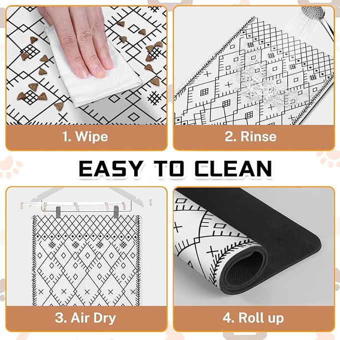 Absorbent Pet Dog Bowl Mat for Food and Water, Pet Cat Food Feeding Mat with Non Slip Rubber Backing, Dog Food Mats for Floors Waterproof, 16"x24"
