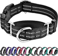 Hikiko Martingale Collar for Dogs Reflective Nylon Dog Collar with Quick Release Buckle Adjustable Training No Slip Dog Collars (Medium, Black)