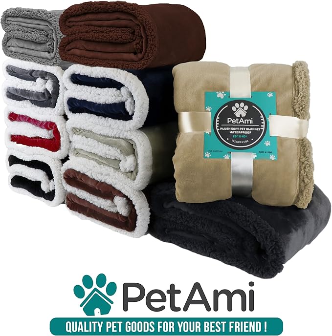 PetAmi Dog Blanket for Small Medium Dogs, Pet Bed Blanket Cat Puppy Kitten, Fleece Furniture Couch Cover Protector Sofa Car, Soft Sherpa Dog Throw Plush Reversible Washable, Mini 29x40 Dark Gray