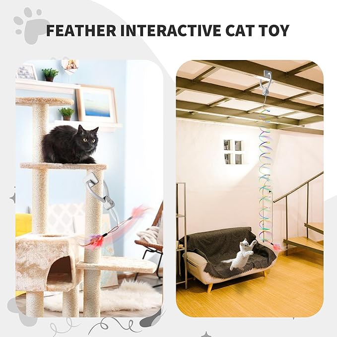 Interactive Cat Toys for Indoor Cats,Automatic Hanging Electric Cat Teaser Door Frame & Doorway,Flying Bird Feather Mouse Wand Enrichment Chase Toy,Safe Self Play for Bored Multi Cats Households