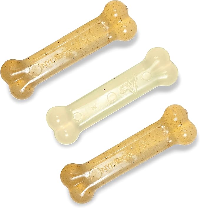 Nylabone Original Bone Flexi Chew Toy for Dogs, Dog Toys for Moderate Chewers, Dog Chew Bones, Chicken & Original Flavor, For Small Dogs - Up to 25 Ibs, 3 Pack