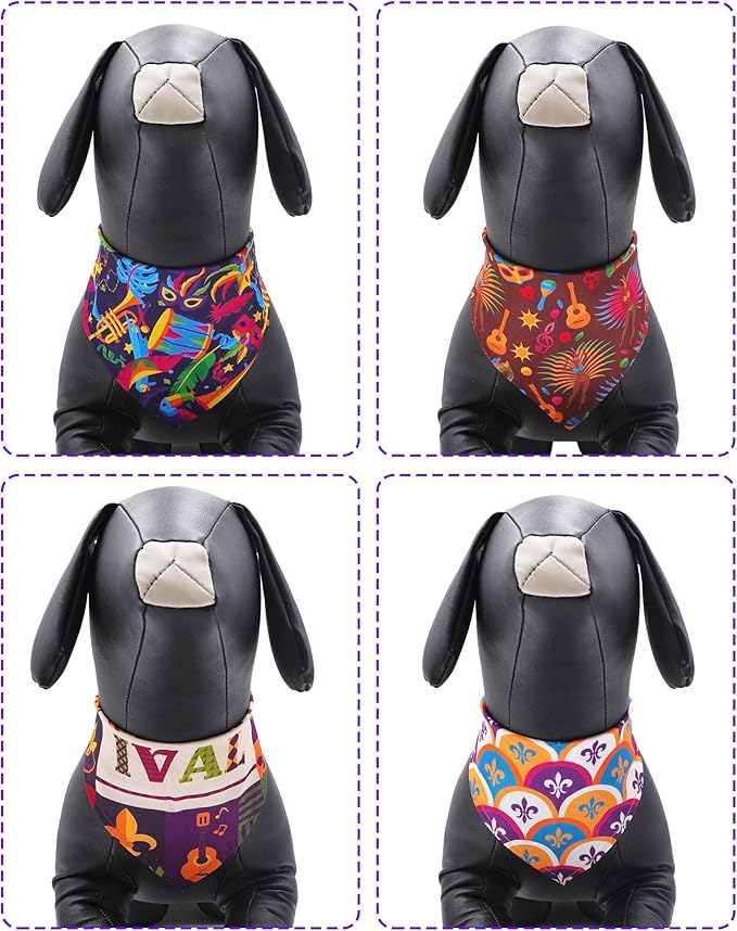 PET SHOW 50 Pack Mardi Gras Dog Bandanas Bulk for Small Medium Dogs Puppys Washable Adjustable Pet Scarf Triangle Bibs for Dogs Cats Green Yellow Purple Decorative Grooming Accessories