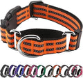 Hikiko Martingale Dog Collars Reflective Nylon Dog Collar with Quick Release Buckle Adjustable Training No Slip Dog Collar (Medium, Orange)