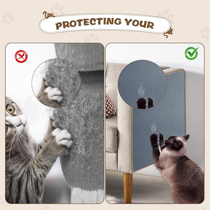 Eunice Cat Scratching Mat, Self-Adhesive Cat Scratch Carpet, Trimmable Replacement Carpet Pad for Tree Wall Cat Scratching Post DIY Couch Protector (Dark Gray, 15.8'' x 158'')
