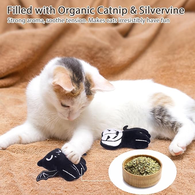Retro Shaw Cat Toys 4Pcs, Catnip Toys for Indoor Cats Kitty, Durable Crinkle Sound Interactive Cat Nip Kicker Kitten Toys for All Breeds