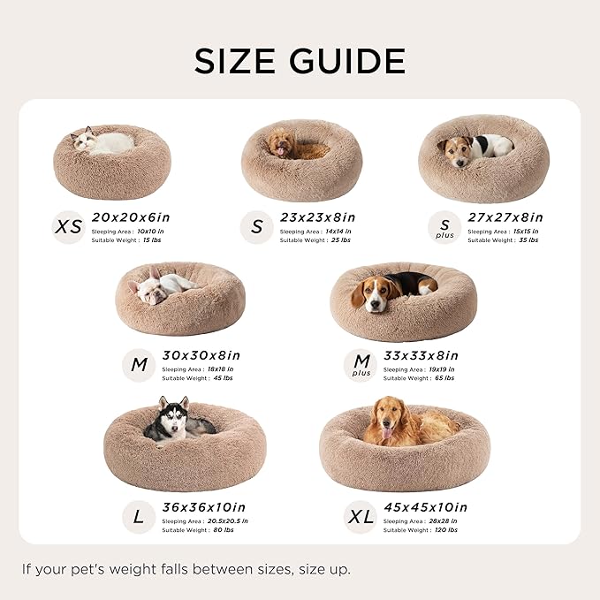 Bedsure Calming Dog Bed for Large Dogs - Donut Washable Large Pet Bed, 36 inches Anti-Slip Round Fluffy Plush Faux Fur Dog Bed, Fits up to 80 lbs Pets, Apple Green