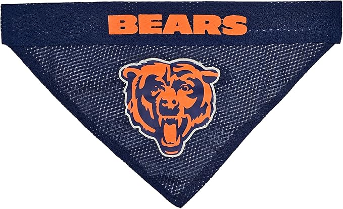 Pets First NFL DOG BANDANA - CHICAGO BEARS REVERSIBLE PET BANDANA. 2 Sided Sports Bandana with a PREMIUM Embroidery TEAM LOGO, Small/Medium. - 2 Sizes & 32 NFL Teams available