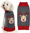 Dog Christmas Sweater Xmas Pet Clothes Cute Gray Reindeer Holiday Puppy Cat Costume New Year Gifts for Small Medium Large Dogs Jumpers (XS, Gray Reindeer)