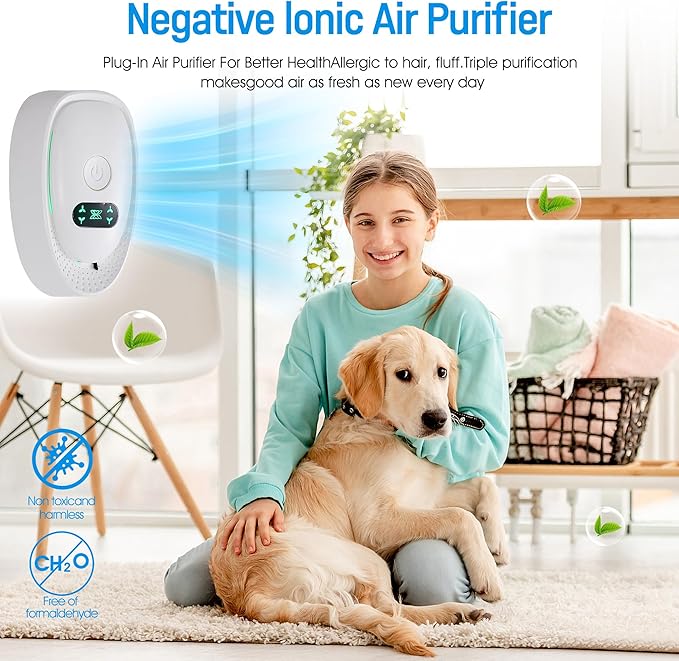 Plug In Air Purifier 4 Pack，Negative Air Ionizer for Home, Air Freshener Odor Reducer for Home from Pets Smoke Smell Kitchen Odor