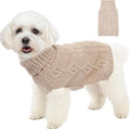 Dog Sweaters Small Dog Clothes Winter Turtleneck Puppy Sweater Warm Pet Cat Sweater Doggy Pullover Outfit with Twisted Design XS~XL(Beige, Large)