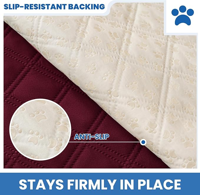 Waterproof Dog Blanket, Non-Slip Soft Pet Bed Cover, Couch Cover for Dogs Washable, Protects Sofa, Furniture, Crate, Car, Tear Resistant Leakproof Pet Blanket Christmas (30x70 Inch, Burgundy)