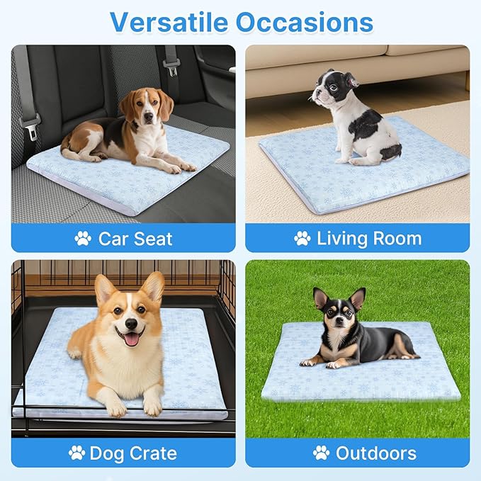 Atsuwell Dog Cooling Mat for Medium Dogs, 2" Thickened Foam Cooling Pad for Dogs with Gel Layer & Waterproof Cover, Orthopedic Joint Support Cool Dog Bed for Summer Relief