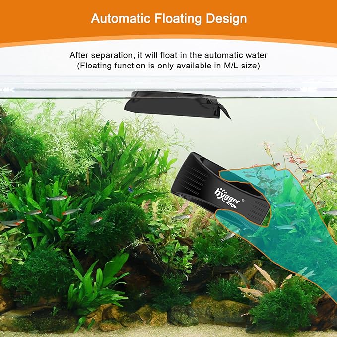 hygger Aquarium Strong Magnetic Glass Cleaner, Professional Fish Tank Algae Magnet Cleaning Tool with Scraper for 0.1-0.2 Inch Thick Glass Freshwater and Saltwater Tank, S