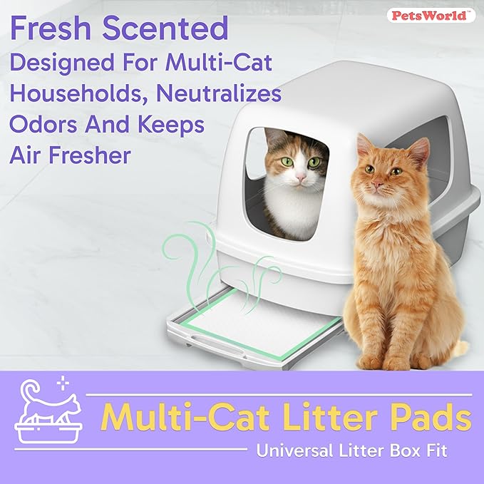 PetsWorld Universal Fit Multi-Cat Pad Refills for Litter Box, Fresh Scented, Ultra-Absorbent, Odor Control, Pack of 1200