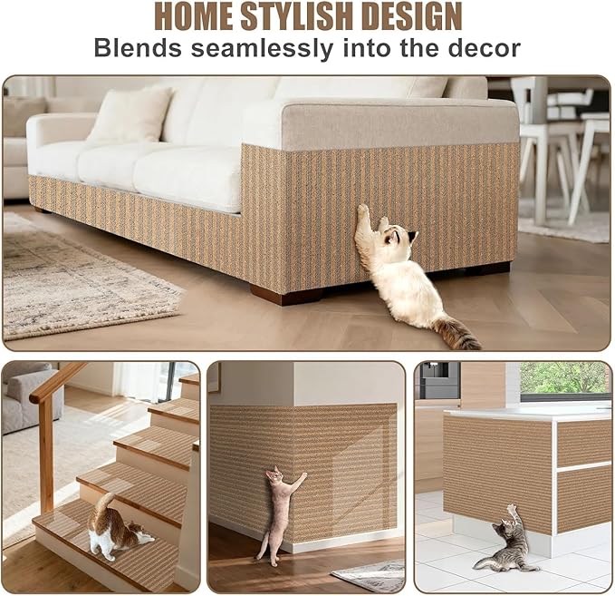 Cat Scratcher Mat-Cork Cat Scratch Pad Rug-cat Couch Protector-Wall Scratchers for Indoor Kitten Scratching&Stretching-Scratch Furniture Protector for Post&Sofas&Couch&Carpets&Floor-Gifts-40 * 17Inch