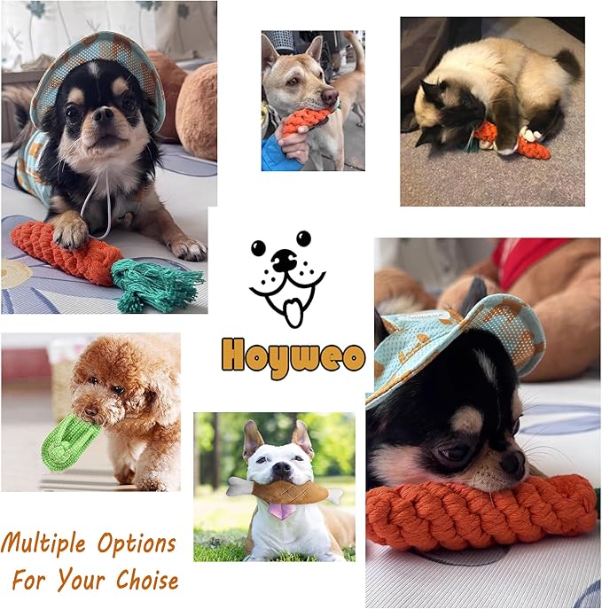 3PCS Natural Cotton Rope Toys for Small Dogs and Puppies, Dog Dental Care Chew Toys for Teething, Anxiety Relief, Helps Clean Teeth & Prevent Furniture Destruction(Corn cob Set)