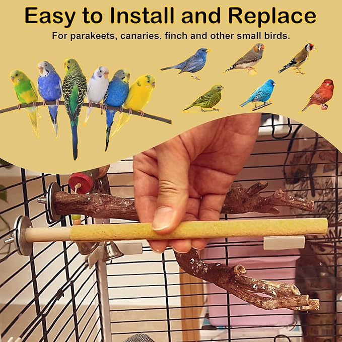 S&X Bird Perch Covers, Sand Perch Covers Sandpaper for Budgies, Canaries, Parakeets, Lovebirds and Other Small Birds (36-Pack Small 7.5" x 0.4")