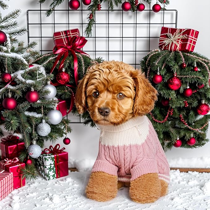 Dog Sweater Turtleneck Knitwear Doggie Pullover Sweater Doggy Winter Coat Warm Pet Clothes Puppy Holiday Clothing Buttons Knitted Outfits for Small Cats Dogs Cold Weather (X-Large)