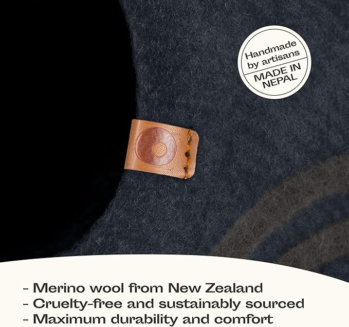 MEOWFIA Cat Cave – Premium Felt Cat Bed for Indoor Cats, Handmade Merino Wool (Slate Grey, Large)