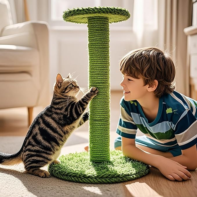 PowerKing Natural Sisal Replacement Scratching Post, 15.7'' 2 Pieces M8 Cat Scratch Post Refill Pole Parts for Refurbishment, Include Screws (Green)