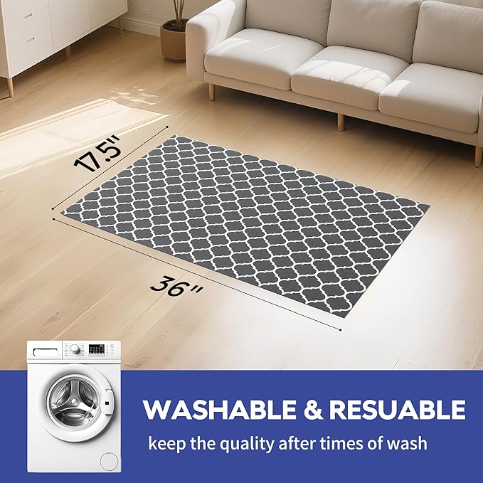 Cooyes Large Dog Food Mat 17.5"×36", Ultra-Absorbent Dog Bowl Mat for Food and Water, Pet Feeding Mat with Non-Slip Rubber Back, Cat Placemats with Water-Locking Bottom That Protects Floors