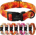 Fall Dog Collar, Gold Maple Leaves Pattern Fall Thansgiving Puppy Collar, Soft Adjustable Cotton Holiday Dog Collars for Small Medium Large Boy&Girl Dogs L