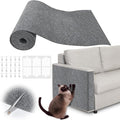 Cat Scratch Furniture Protector - 78.7" x 13.8" Trimmable Self-Adhesive Cats Claws Scratch Pads, DIY Cat Climbing Couch Protector for Scratch Post Cat Tree Replacement Indoor (Light Gray)