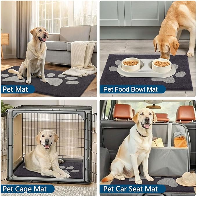 Buganda Dog Door Mat for Muddy Paws, Absorbent Dirt Trapper Washable Indoor Doormats, Non Slip Low-Profile Mud Mat for Dogs, Front Entrance Doormat for Inside Floor (30x20 Inches, Dark Grey)