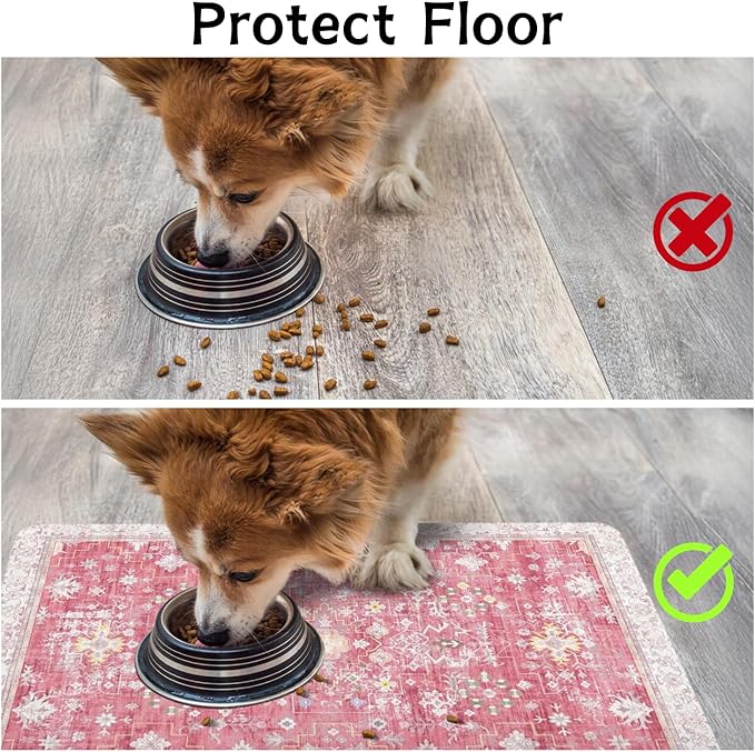 Pet Food Mats for Floor, Absorbent Dog Mat for Food and Water Dispenser, Quick Dry Cat Dog Food Mat Pet Supplies