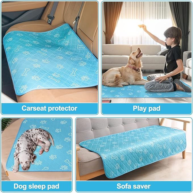 BEAUTYZOO Upgraded Dog Self Cooling Mat Ice Silk Chill Pads for Small Medium Large Dogs Q-MAX＞0.43- Summer Reusable Pet Training Pad - Absorbent Non-Slip Cool Mat for Kennels, Crates, Beds, 18" x 24"
