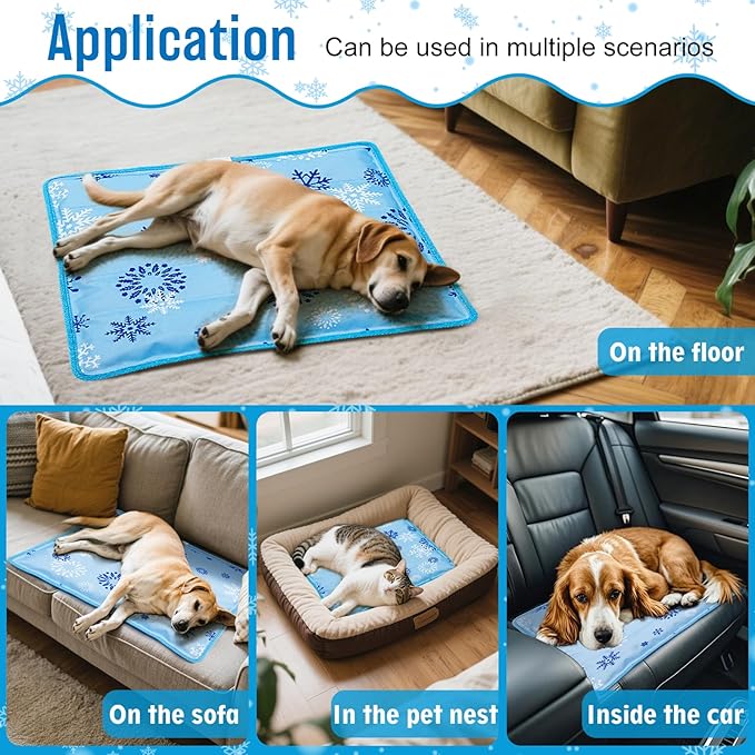 Upgrade Dog Cooling Mat Portable Water Injection Pet Cooling Pad Summer Self Cooling Ice Silk Pet Blanket Washable