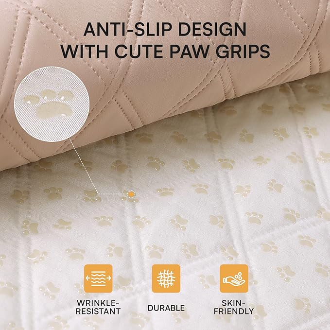 Luciphia 100% Waterproof Couch Cover Blanket for Dogs Anti-Slip Pet Couch Protector Sofa Mat Puppy Cat with Non-Slip Bottom, Beige, 68x82 Inch