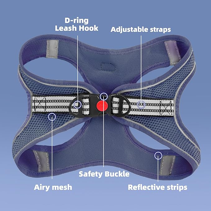 ROYPET Step-in Air Dog Harness, All Weather Mesh Step in Vest Harness for Small and Medidum Dogs and Cats, Adjustable Soft Padded Dog Vest with Easy Control Handle for Dogs Pets (Navy Blue, XXS)