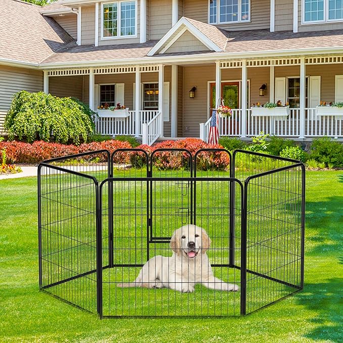 BestPet | Dog Playpen Extender | 32 Inch, 2 Panels | Heavy Duty Metal Pet Exercise Pen | Indoor Outdoor Fence Panels | Rust-Resistant, Removable, Tool-Free Setup | Anti-Skid, Expandable Design