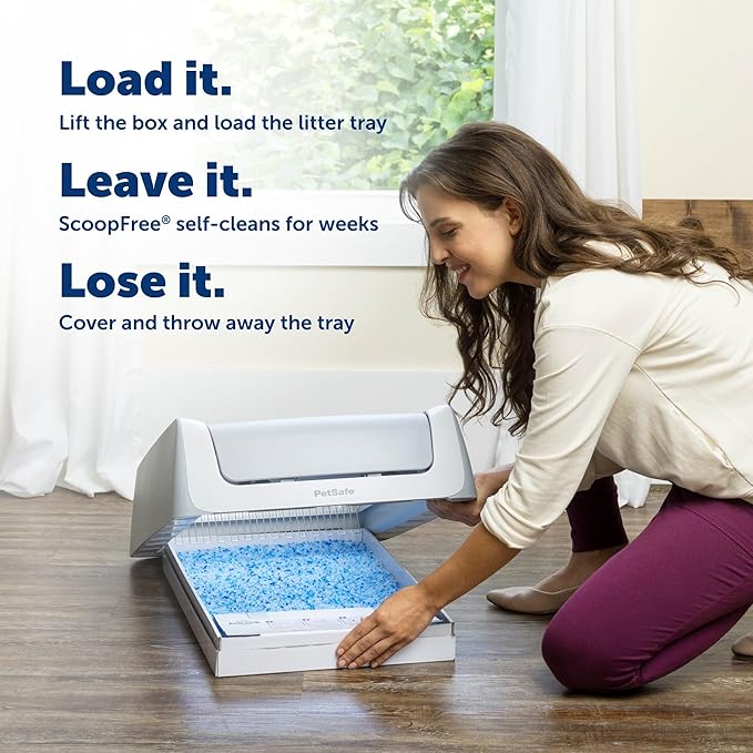 PetSafe ScoopFree Crystal Pro Legacy Self-Cleaning Automatic Litter Box - Uncovered Motion-Sensing Cat Box with Integrated Health Counter - Includes 1 Disposable Crystal Litter Tray
