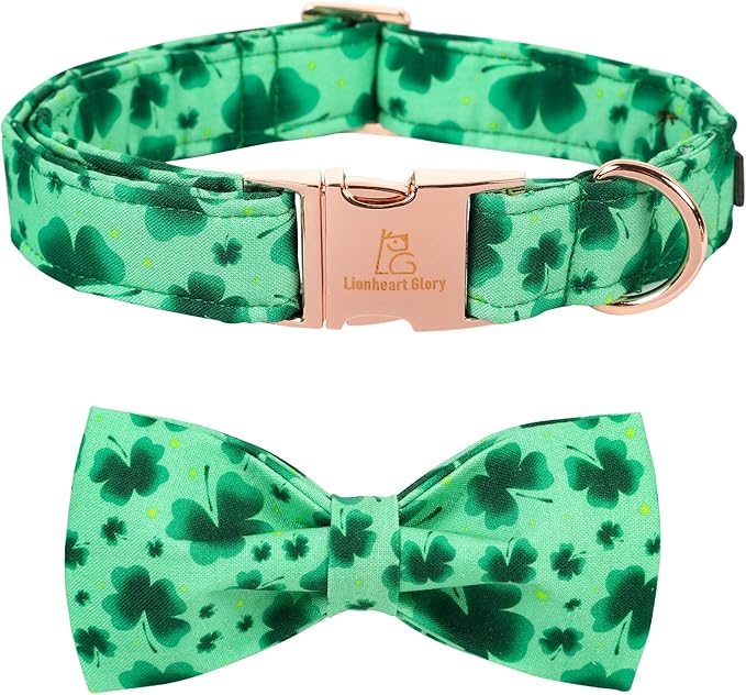 Lionheart glory Clover Dog Collar, Adjustable Dog Collar with Bowtie, Pet Gift Collar for Dog Soft Bowtie Dog Collars for Small Dogs