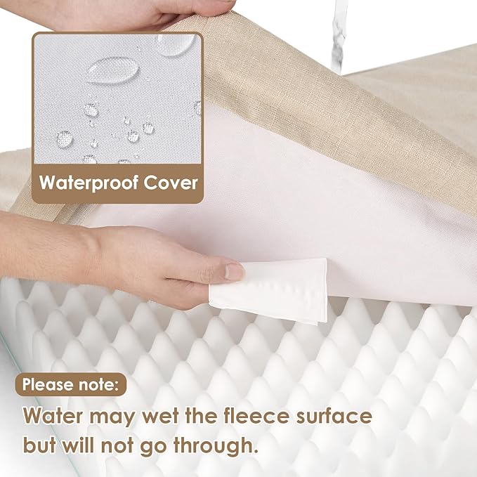 EHEYCIGA Waterproof Dog Bed Orthopedic 47"x29", Memory Foam Pet Bed for XXLarge Dog Bed, Washable Pet Mat with Removable Cover, Beige