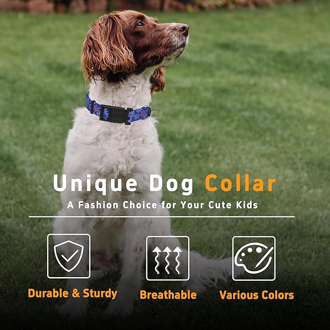 Dog Collar, Classical Indian Spirit Boys Girls Puppy Collar for Small Medium Large Dogs, Adjustable Soft Indian Pet Collar with Safety Buckle for Male Females(Purple,M)