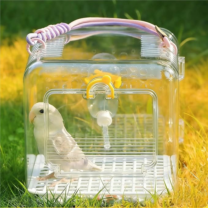 Portable Bird Travel Carrier Cage - Breathable Parrot Carrying Box for Cockatiels, Budgies, and Parrotlets Supplies