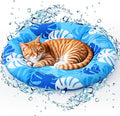 Pet Cooling Mat for Cats and Small Dogs, 20.1'' x 20.1'' Thickened Round Blue Pad Anti-Grab Internal Gel Without Water Filling, Lightweight, Washable, Playmat for Indoor/Outdoor