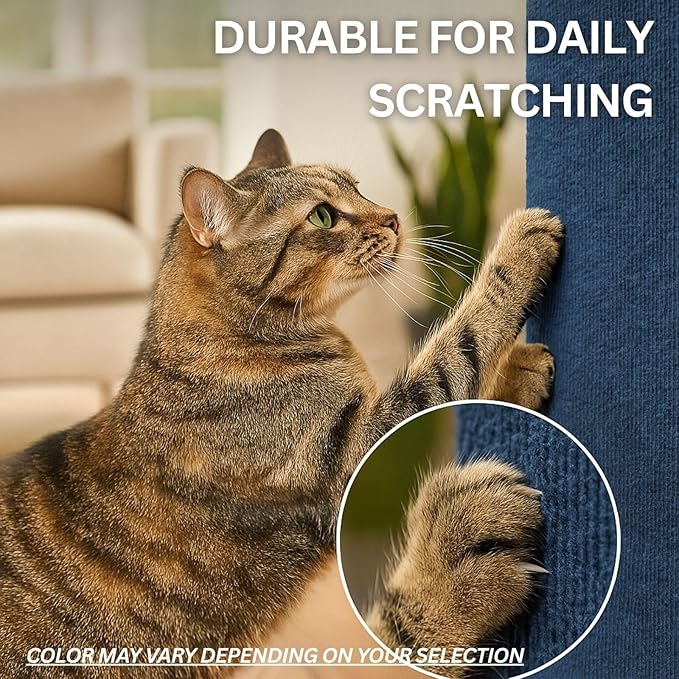 Cat Scratch Mat (3 Pack), 23.6’’ x 11.8’’ Cat Wall Corner Scratcher, Versatile Self-Adhesive Replacement Easy Use for Cat Trees Wall Furniture, Scratching Posts, and Couch Protection (Deep Grey)