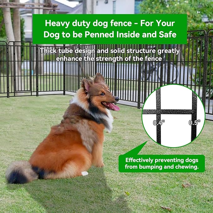 Heavy Duty Dog Playpen: 8 Steel Panels 47" Height, Square Steel Pipe with Reinforced Crossbars, 18FT 25 Sq.ft Portable Fence for Yard RV Camping, Snowy Black