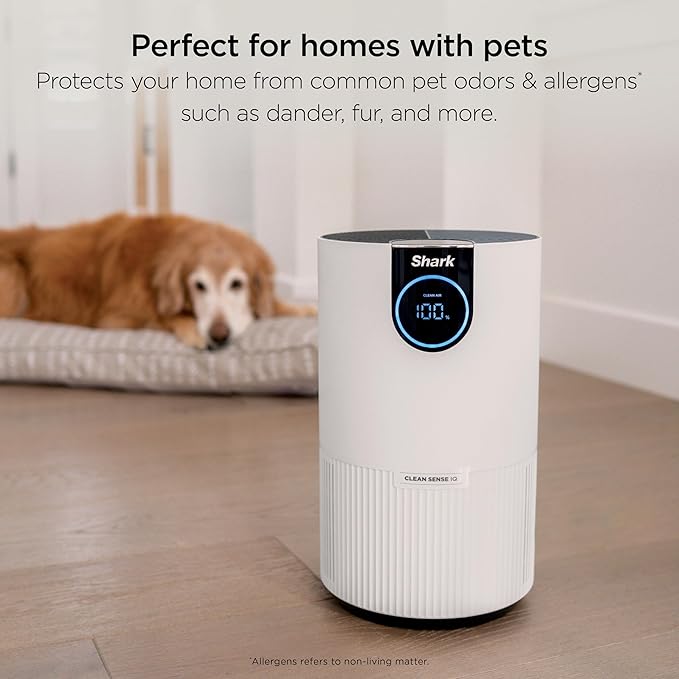 Shark Air Purifiers for Bedroom, Office, Dorm, Small Room, HEPA Air Filter, Odor Eliminator, Covers Up To 500 SQ FT, Air Filtration Removes Smoke, Dust, Allergens, Pet Dander, and Pollutants, HP102